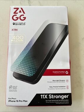 ZAGG InvisibleShield XTR4 Glass Screen Protector for iPhone 16 Pro Max - Black
